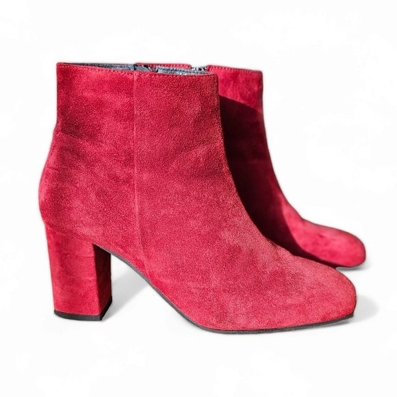 Eric Michael Arco Red Suede Chunky Heel Ankle Boots Size 36/5 - Picture 12 of 12